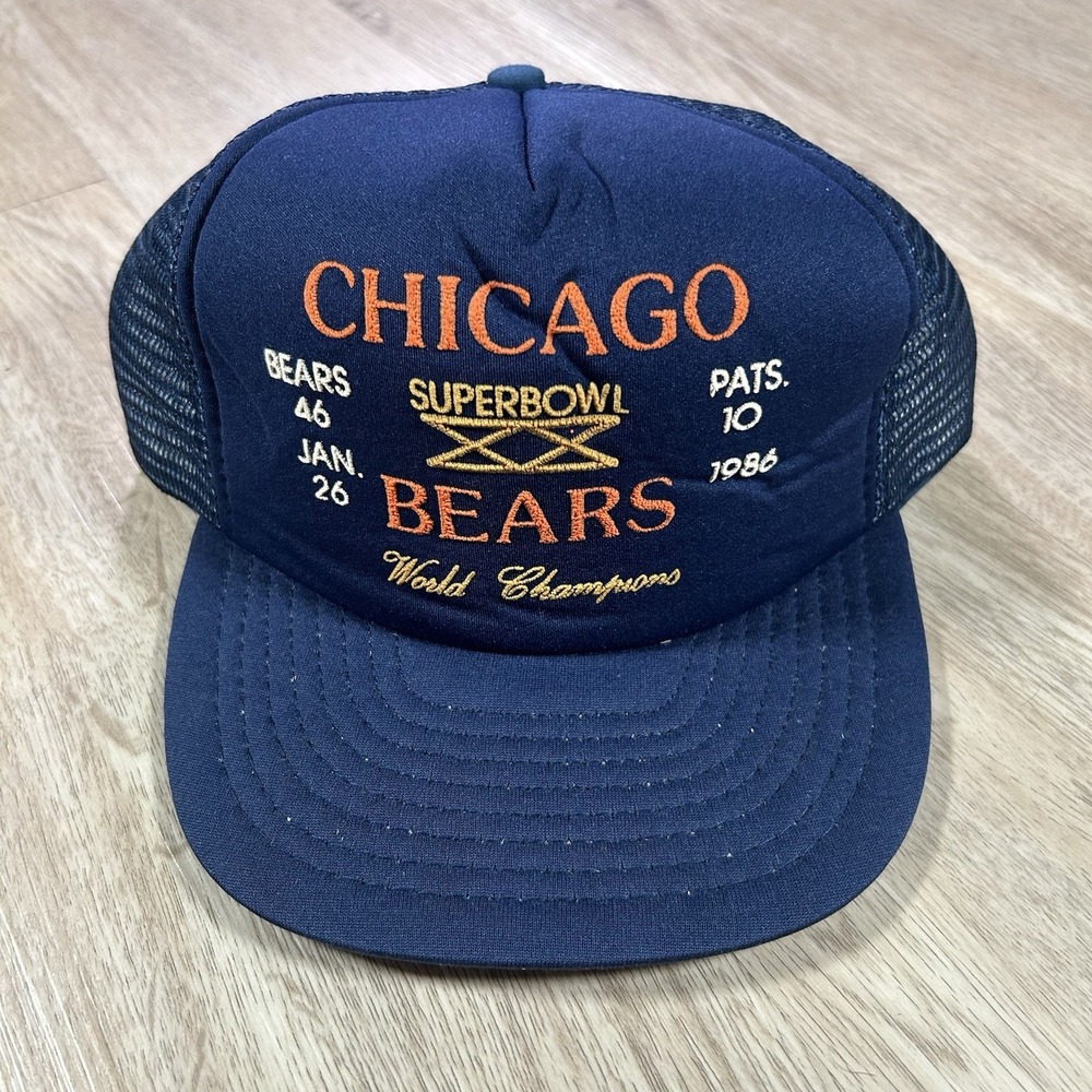 VTG 1985 Chicago Bears Super Bowl Snapback Hat NFL Football Blue Trucker Cap